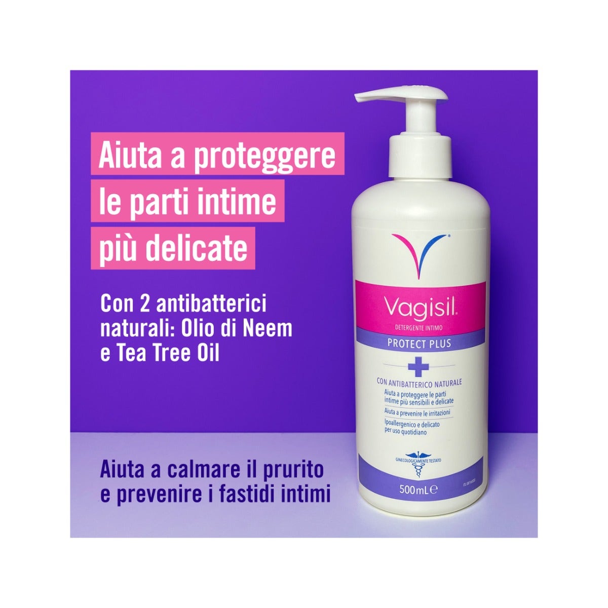 Vagisil Detergente Intimo Antibatterico Protect Plus Per l'Igiene Quotidiana Con Tea Tree Oil 500ml