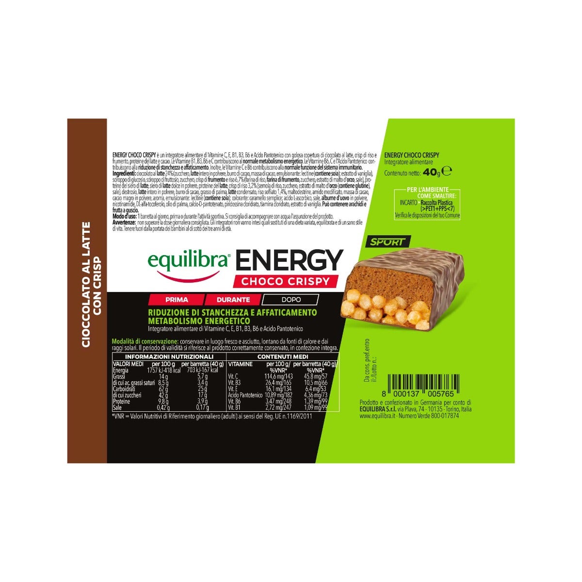 Equilibra Energy Choco Crispy 1 Barretta Energetica