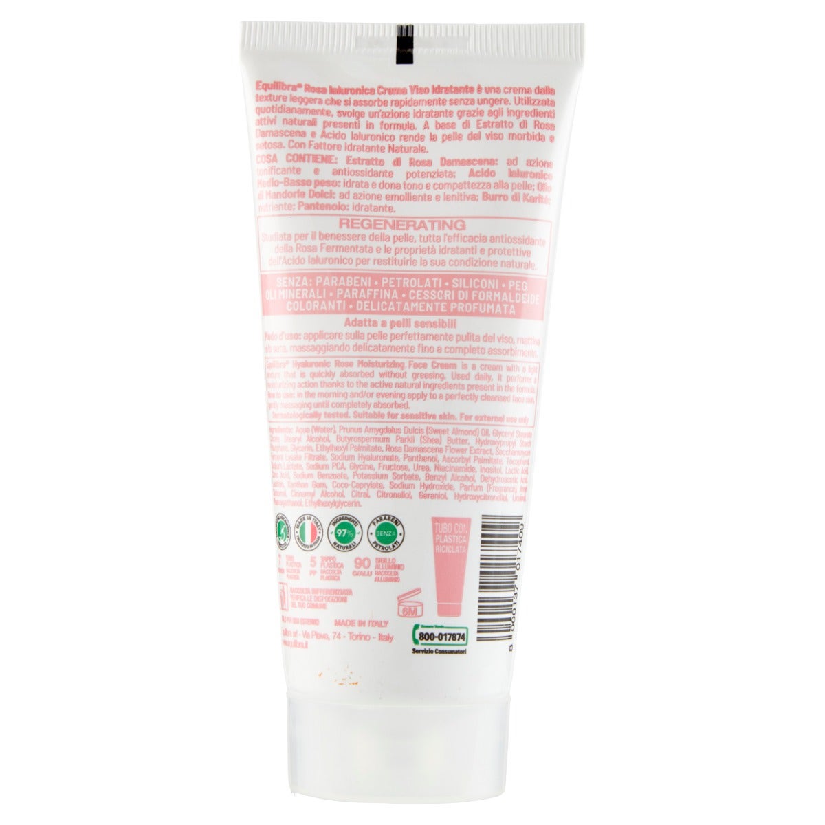 Equilibra Viso Rosa Ialuronica Crema Viso Idratante 75ml