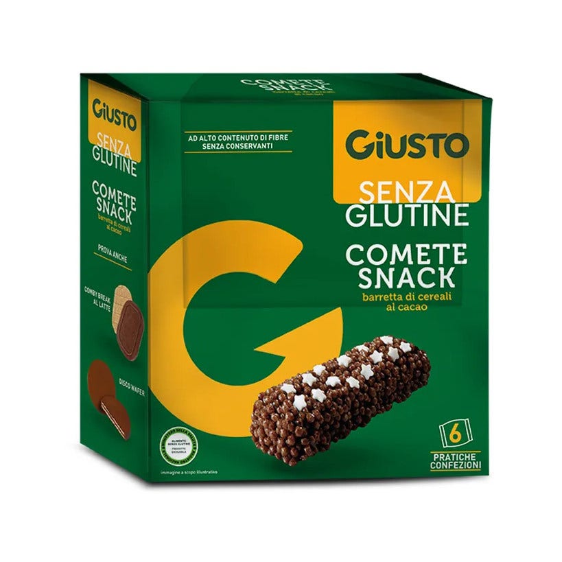 Giusto Sin Gluten Comete Snack Barrita de Cereales con Cacao 10 g