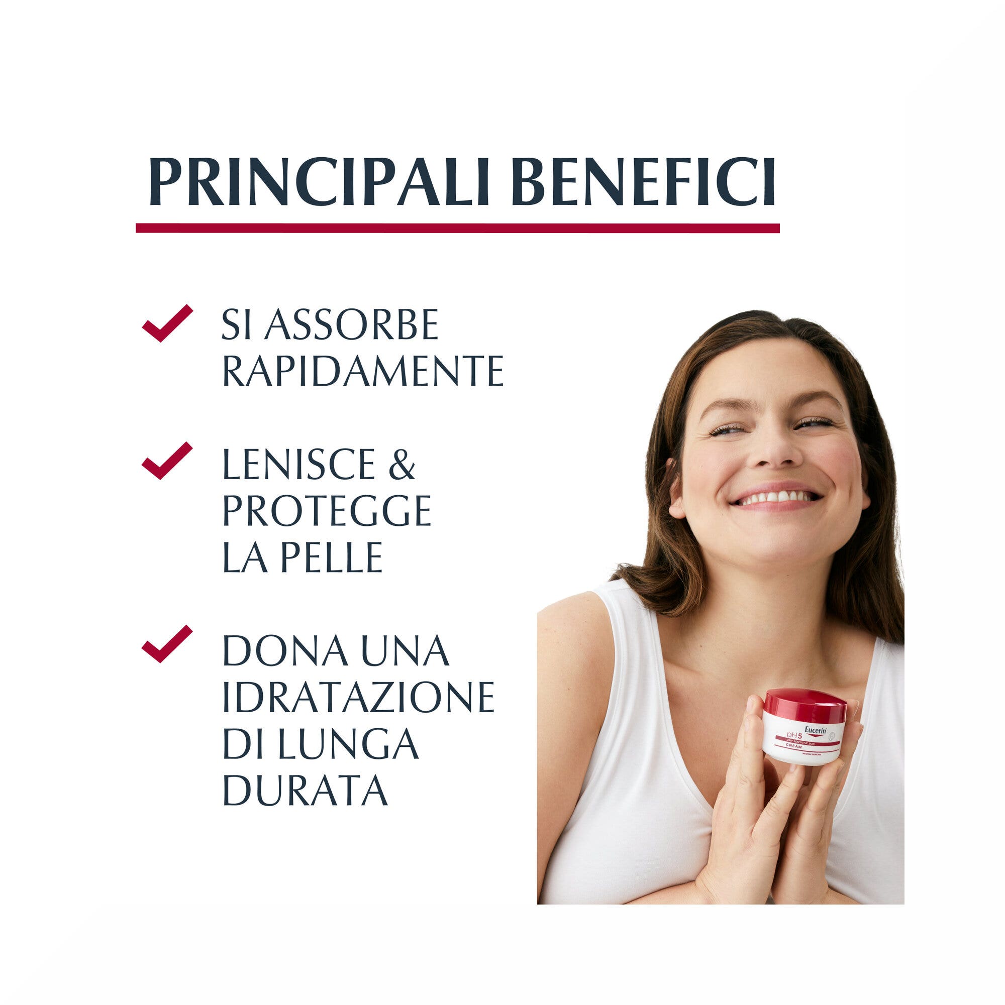 Eucerin pH5 Crema para piel sensible y seca, crema corporal 75 ml