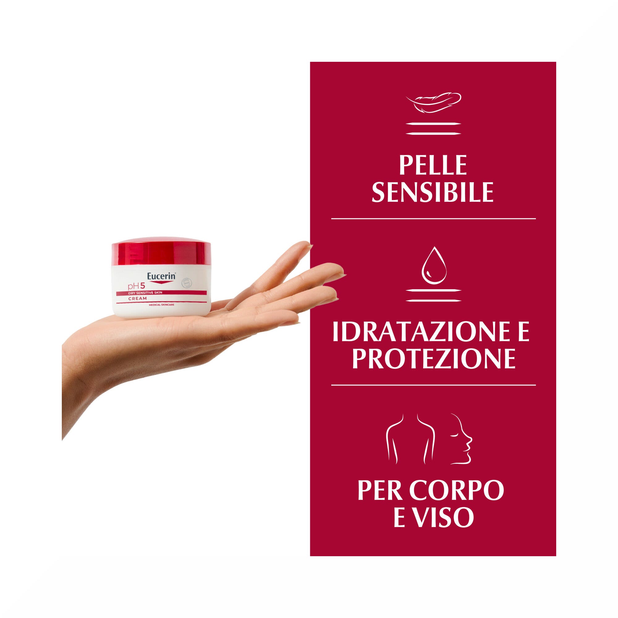 Eucerin pH5 Crema para piel sensible y seca, crema corporal 75 ml