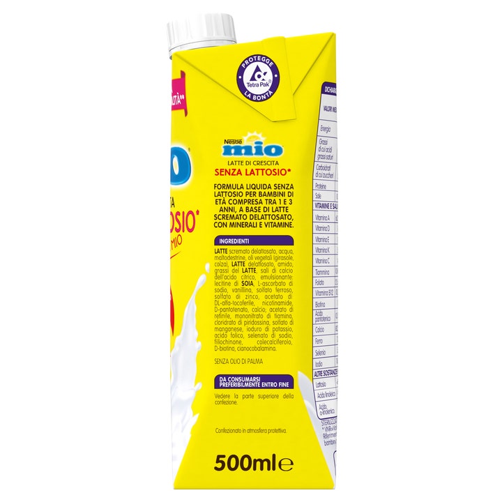 Nestlé Mio Leche de crecimiento sin lactosa, envase de cartón de 500 ml