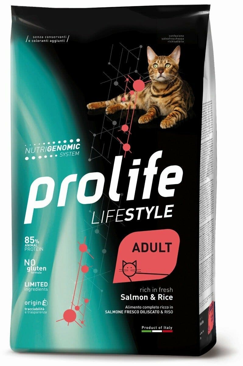 Prolife Cat Life Style Cibo Secco Per Gatti Adulti Salmone E Riso Sacco 1,5