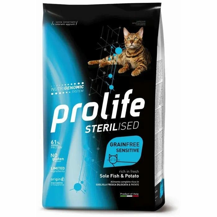 Prolife Cat Sterilised Grain Free Cibo Secco Per Gatti Adulti Sogliola E Patate 1,5kg