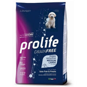 Prolife Grain Free Sensitive Sol, pescado y patata. Pienso seco para cachorros de razas medianas/grandes. Saco de 2,5 kg