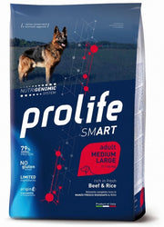 Prolife Dog Smart Beef & Rice Pienso seco para perros adultos de tamaño mediano/grande Saco de 12 kg
