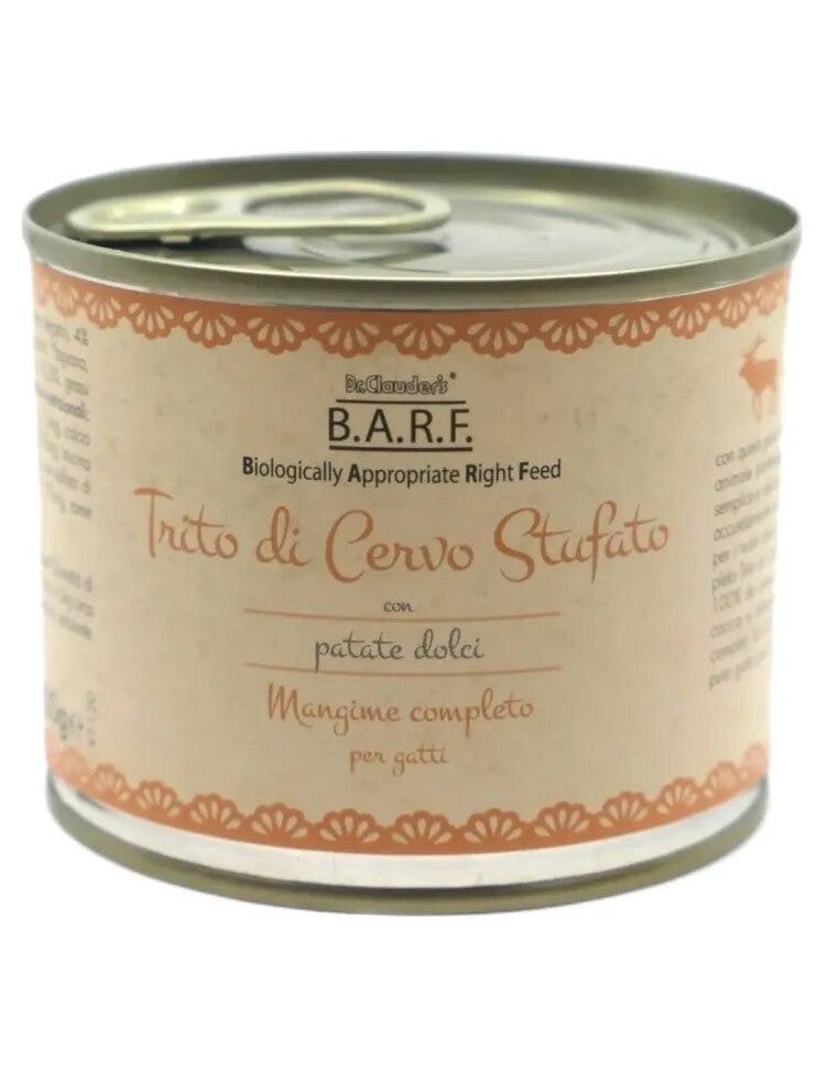 Barf Trito Di Cervo Con Patate Dolci Menù Completo Per Gatti 200g