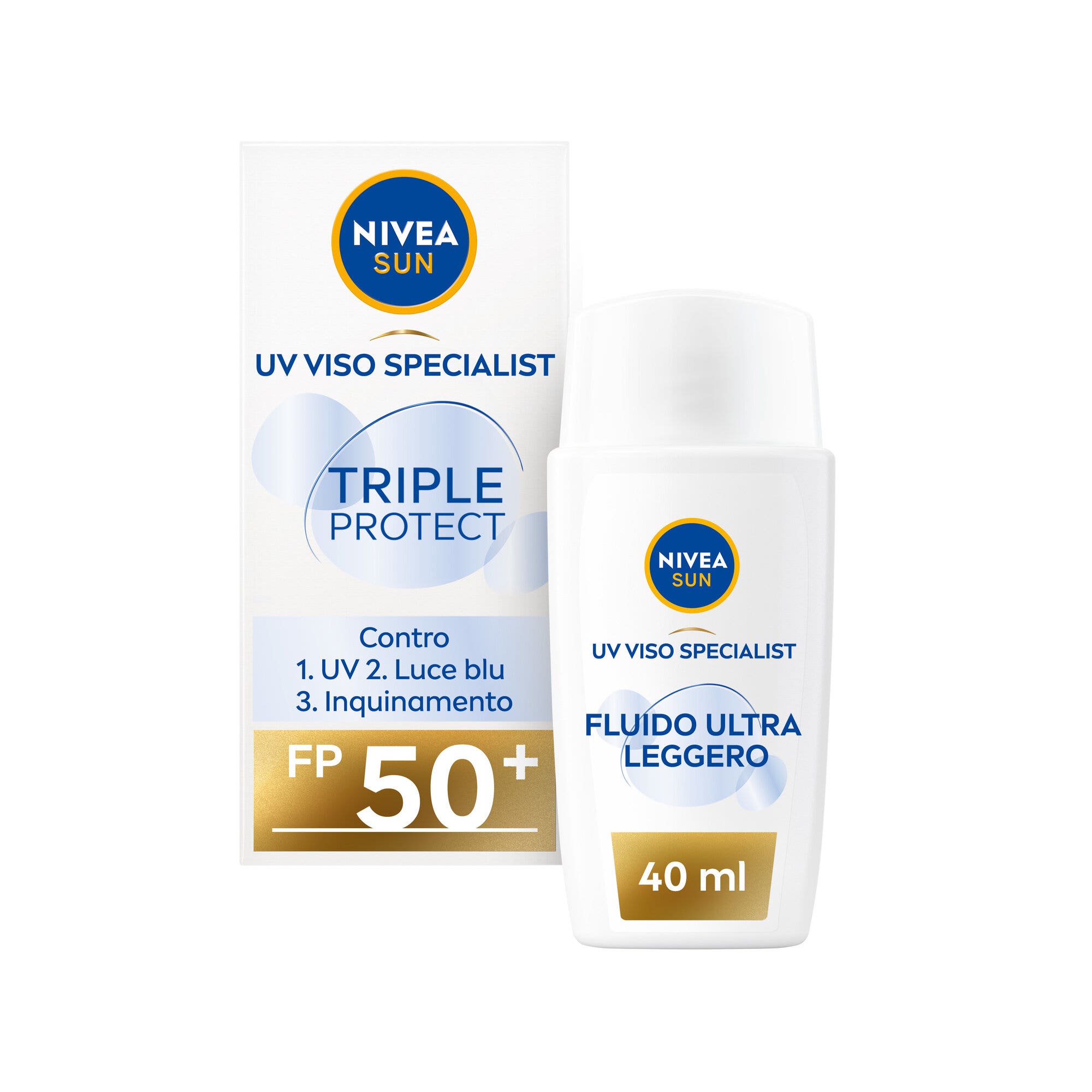 Nivea Sun Crema facial solar Triple Protección SPF 50+ Fluido ultraligero 40 ml