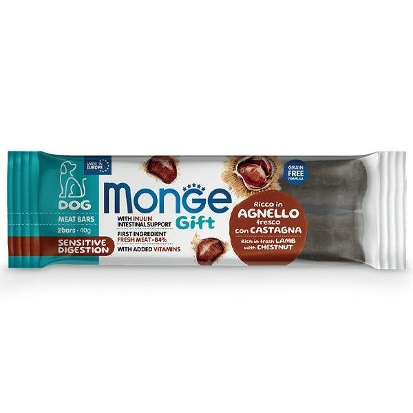 Monge Meat Bars Sensitive Digestion Barrita para perros adultos de cordero fresco con castañas 40 g