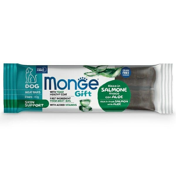 Monge Meat Bars Skin Support Barrita para perros adultos de salmón fresco con aloe 40 g