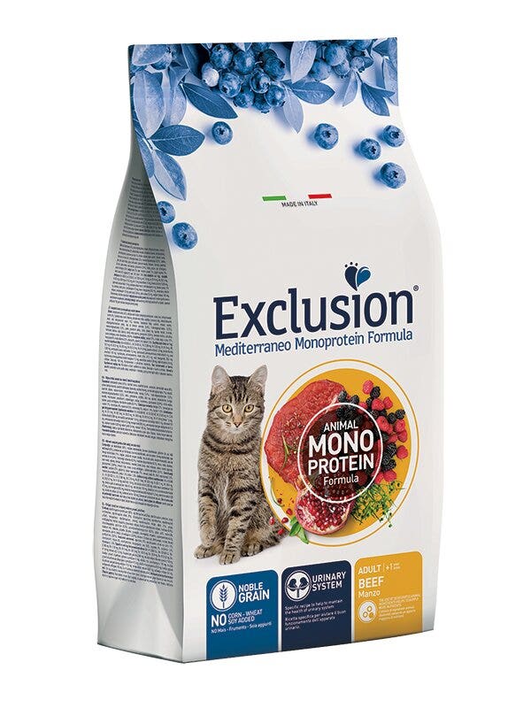 Exclusion Mediterraneo Monoprotein Noble Grain Adult Beef Croquetas para gatos 12 kg