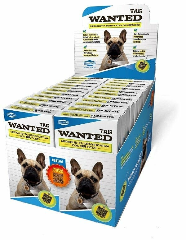 Wanted Tag: placa identificativa con código QR para perros, 24 unidades