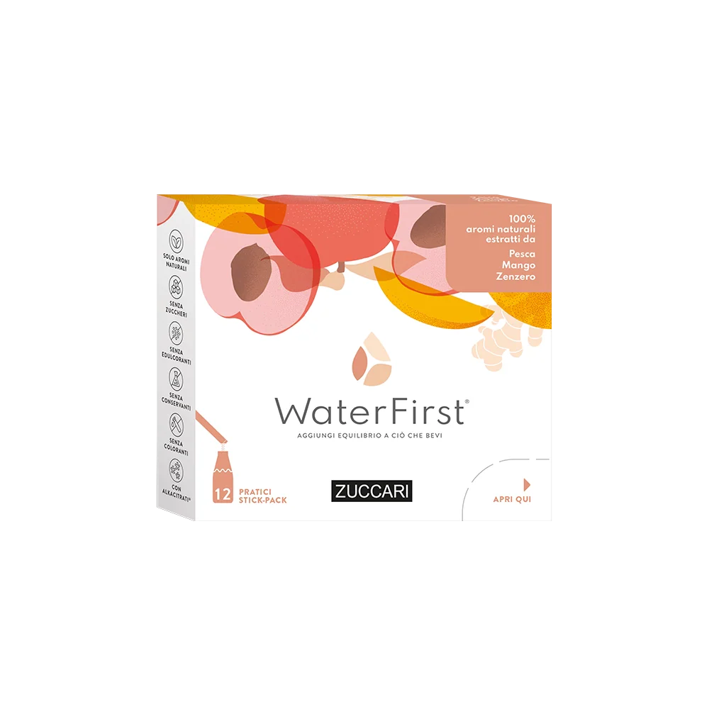 Zuccari WaterFirst Melocotón, Mango, Jengibre 12 sobres