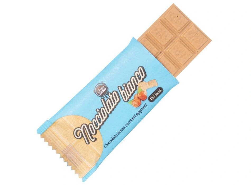 Choco Zero Tableta de chocolate blanco con avellanas sin azúcares añadidos 25 g