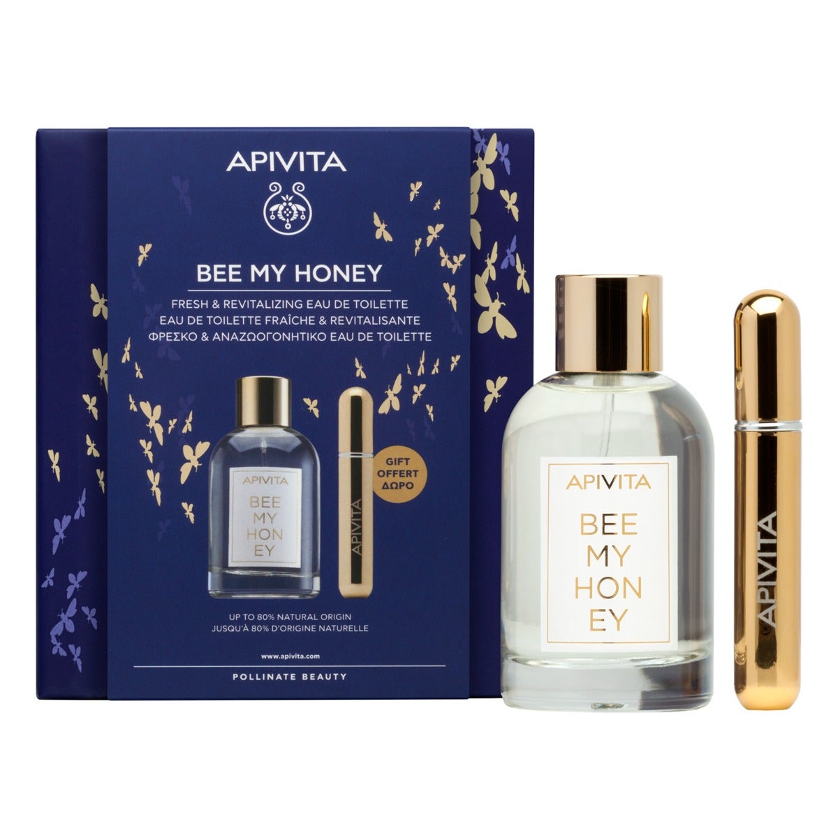 Apivita Bee My Honey EDT revitalizante 100 ml con spray recargable de 8 ml