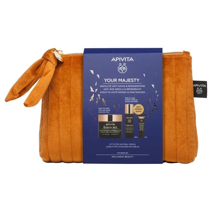 Apivita Cofanetto Queen Bee Crema Anti-età Assoluta Texture Ricca+Siero Anti-età Assoluto 10ml+Contorno Occhi 2ml
