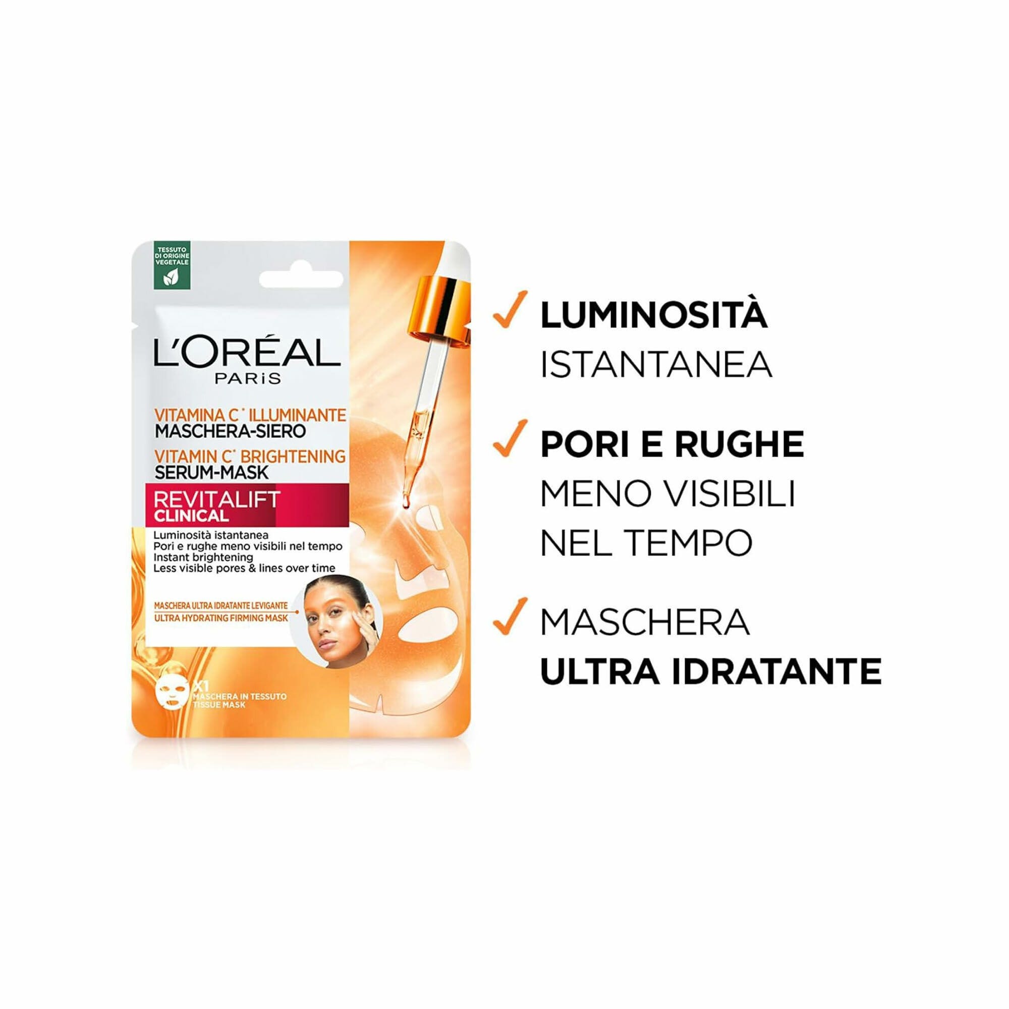 L'Oreal Paris Maschera-Siero Idratante in Tessuto Con Vitamina C