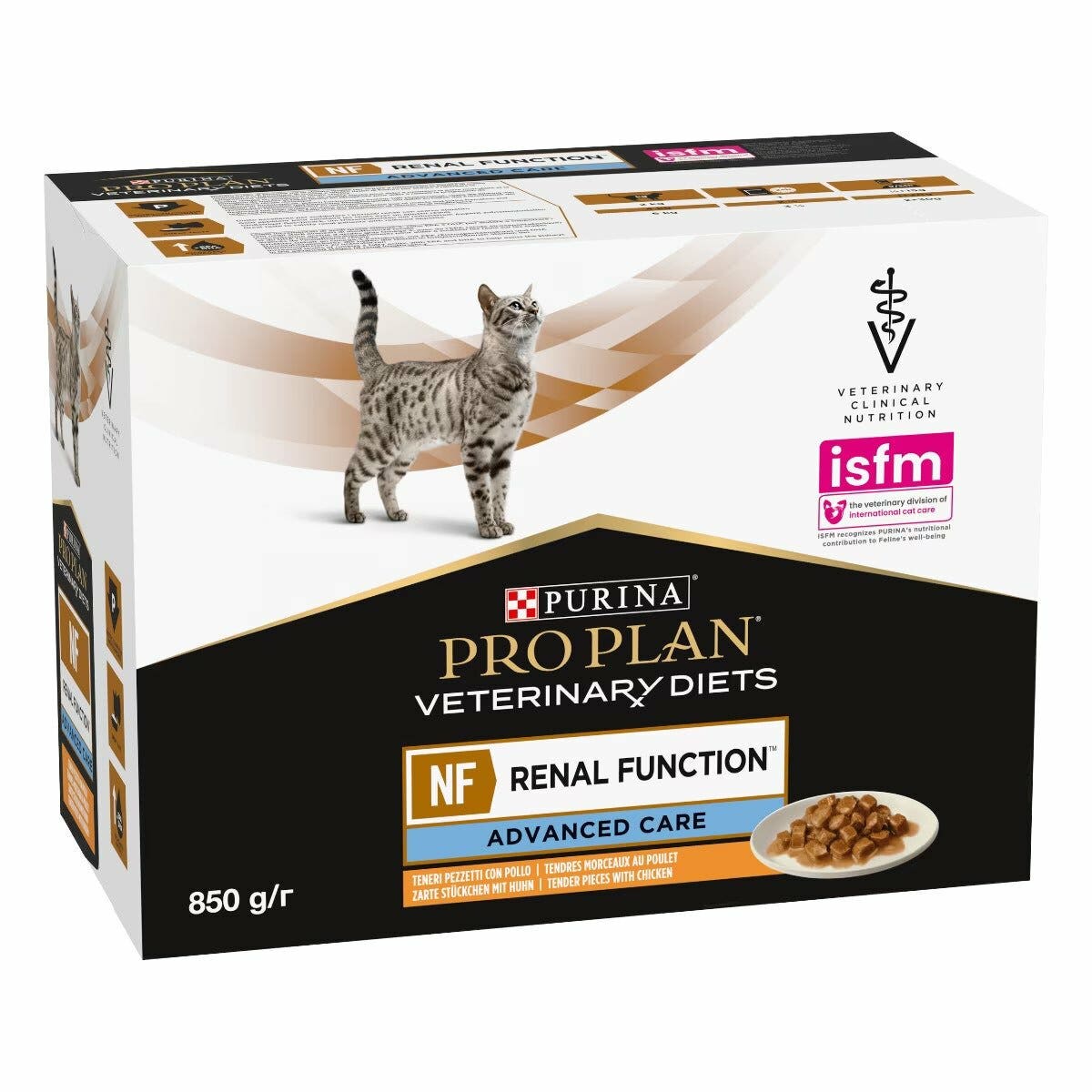 Purina Pro Plan Veterinary Diets NF Renal Functions Advanced Care Comida húmeda con pollo para gatos adultos 10 x 85 g