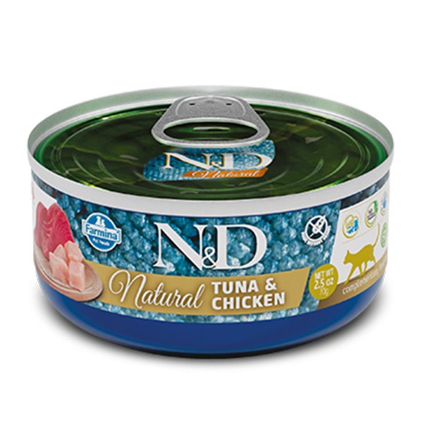 Farmina N&D Natural Atún y Pollo Comida húmeda para gatos adultos Lata 140 g