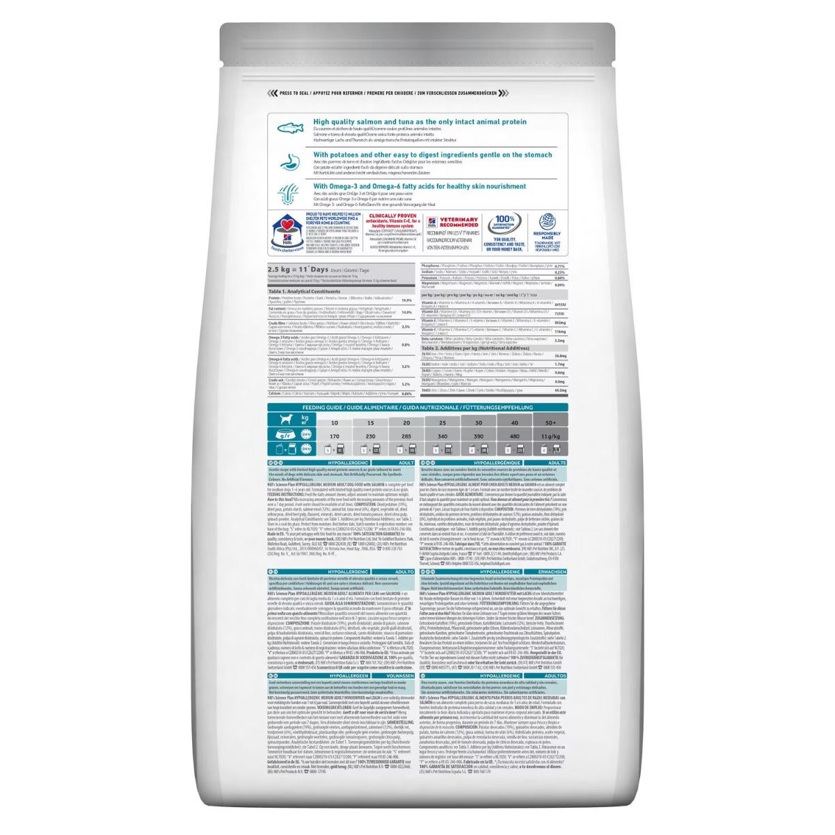 Hill's Science Plan Hypoallergenic Adult Crocchette al Salmone Per Cani Taglia Media Sacco 2,5 kg