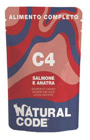 Natural Code C04 Salmón y pato para gatos adultos, sobre de 70 g