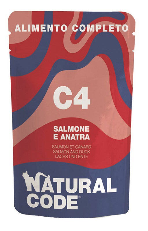 Natural Code C04 Salmón y pato para gatos adultos, sobre de 70 g