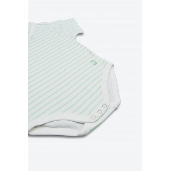 J Bimbi Body 0-36M In Bambu' 4 Stagioni Righe Verde Acqua