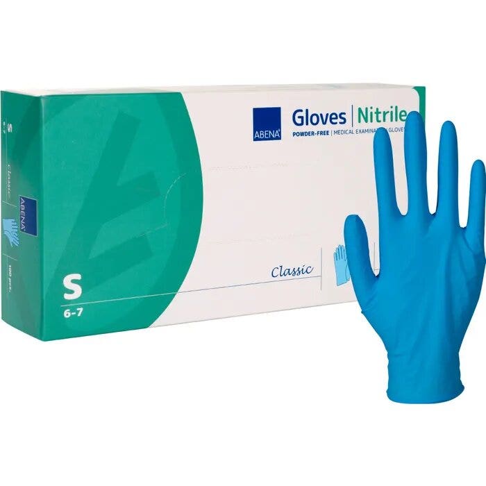 Abena Guante de nitrilo sin polvo azul talla S 100 unidades