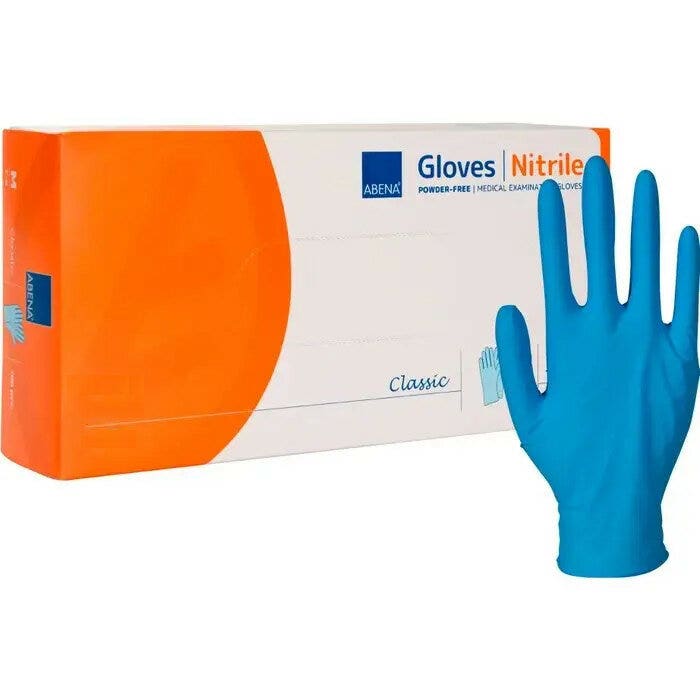 Abena Guante de nitrilo sin polvo azul talla XL 100 unidades