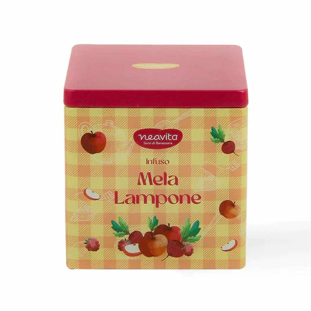 Neavita Infuso Mela E Lampone Bio 10 Filtroscrigno In Square Tin Happy Fruits Giallo