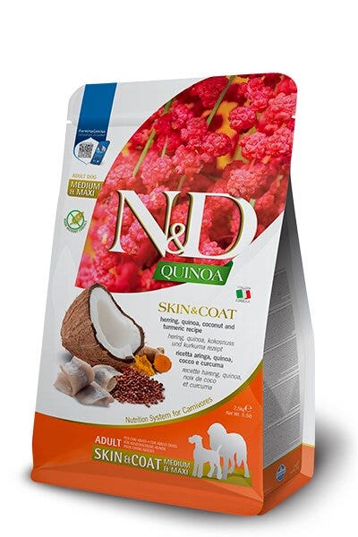 Farmina N&D Dog Medium & Maxi Quinoa Skin & Coat Herring para perros adultos 7 kg