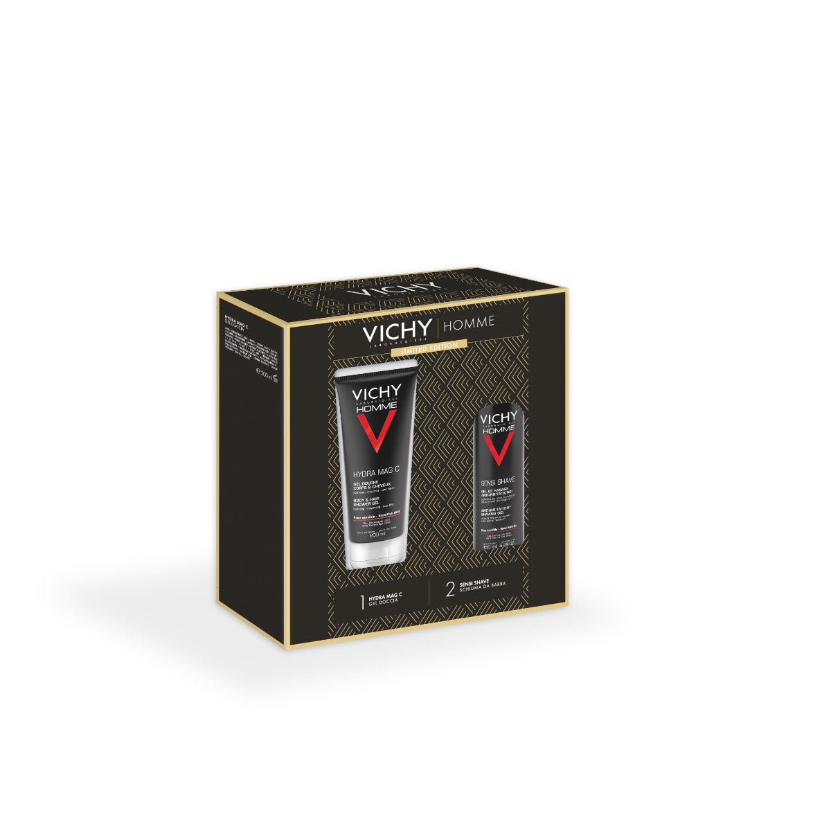Vichy Set de regalo de Navidad para hombre Hydra Mag C Gel de ducha 200 ml + Sensi Shave Espuma de afeitar 20 ml