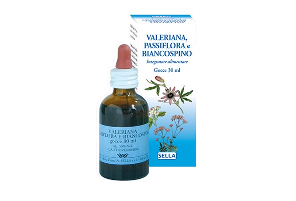 Valeriana, pasiflora y espino blanco, gotas, 30 ml
