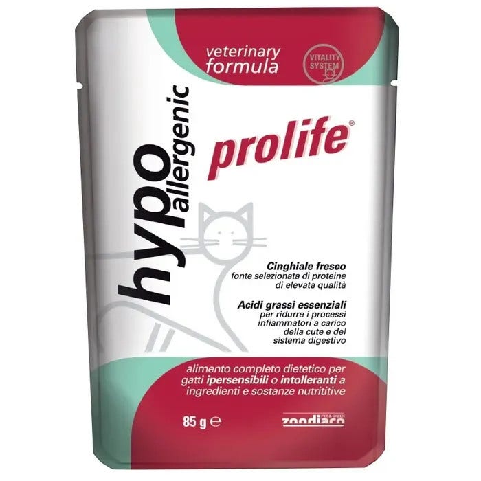 Prolife Veterinary Hypoallergenic Comida húmeda para gatos, sobre de 85 g