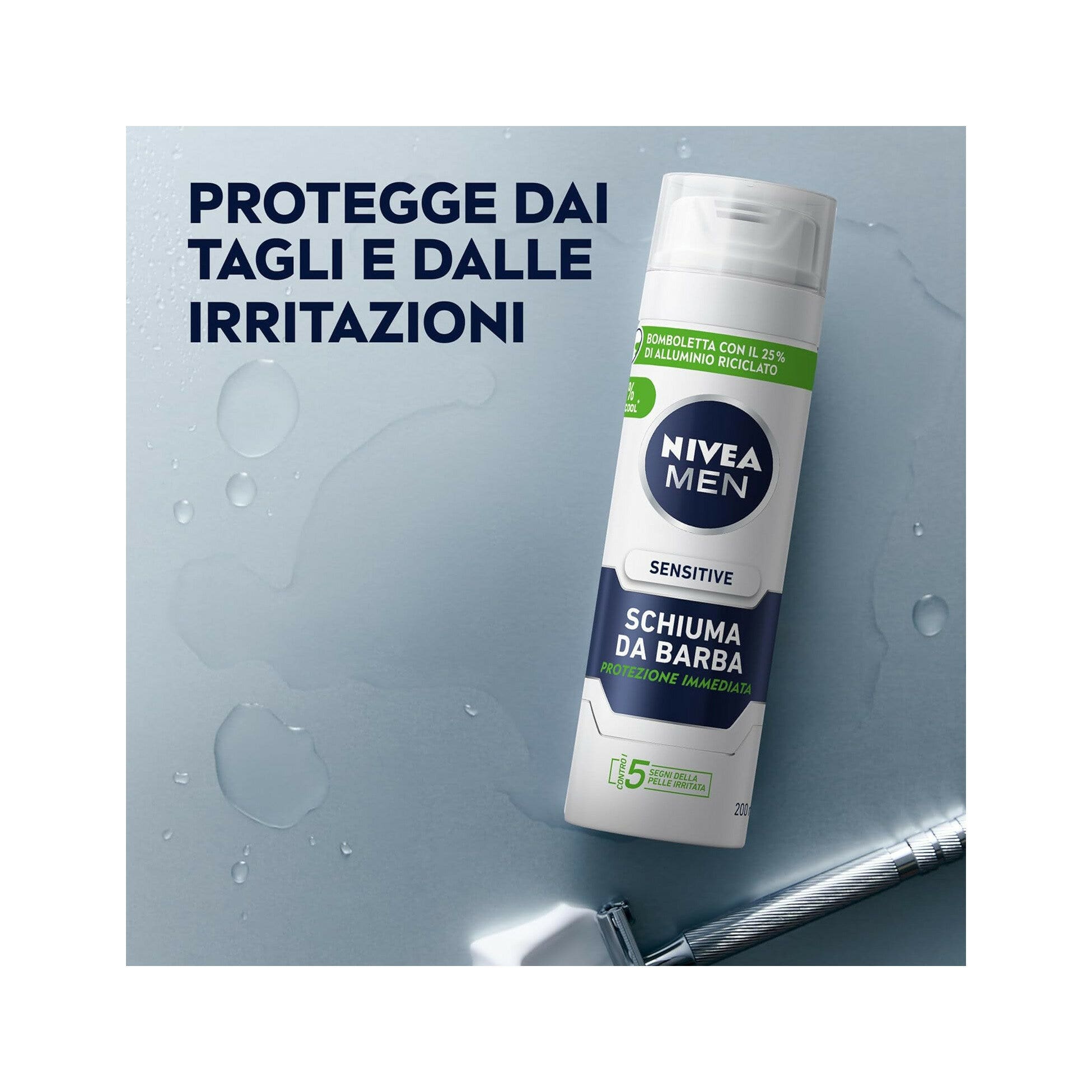 Nivea Men Sensitive Kit Cofanetto Con Schiuma 200ml Dopobarba 100ml Deodorante 50ml E Travel Bag