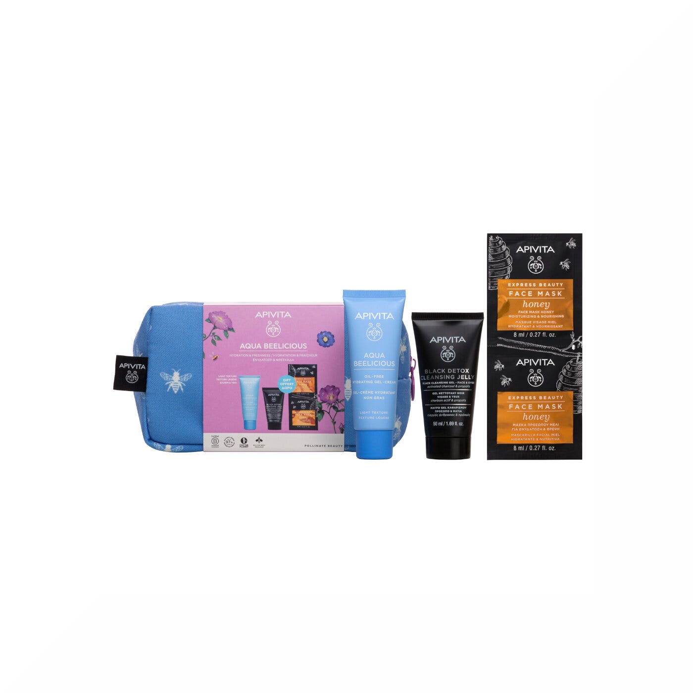 Apivita Aqua Beelicious Textura Ligera + Gel Limpiador Facial + Mascarilla + Estuche