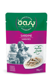 Oasy Wet Cat More Love Sardinas, comida húmeda para gatos adultos, 70 g