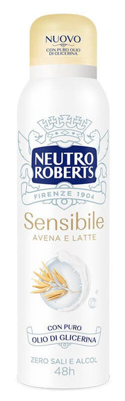 Neutro Roberts Deodorante Spray Pelle Sensibile Zero Sali di Alluminio Zero Alcol 150ml