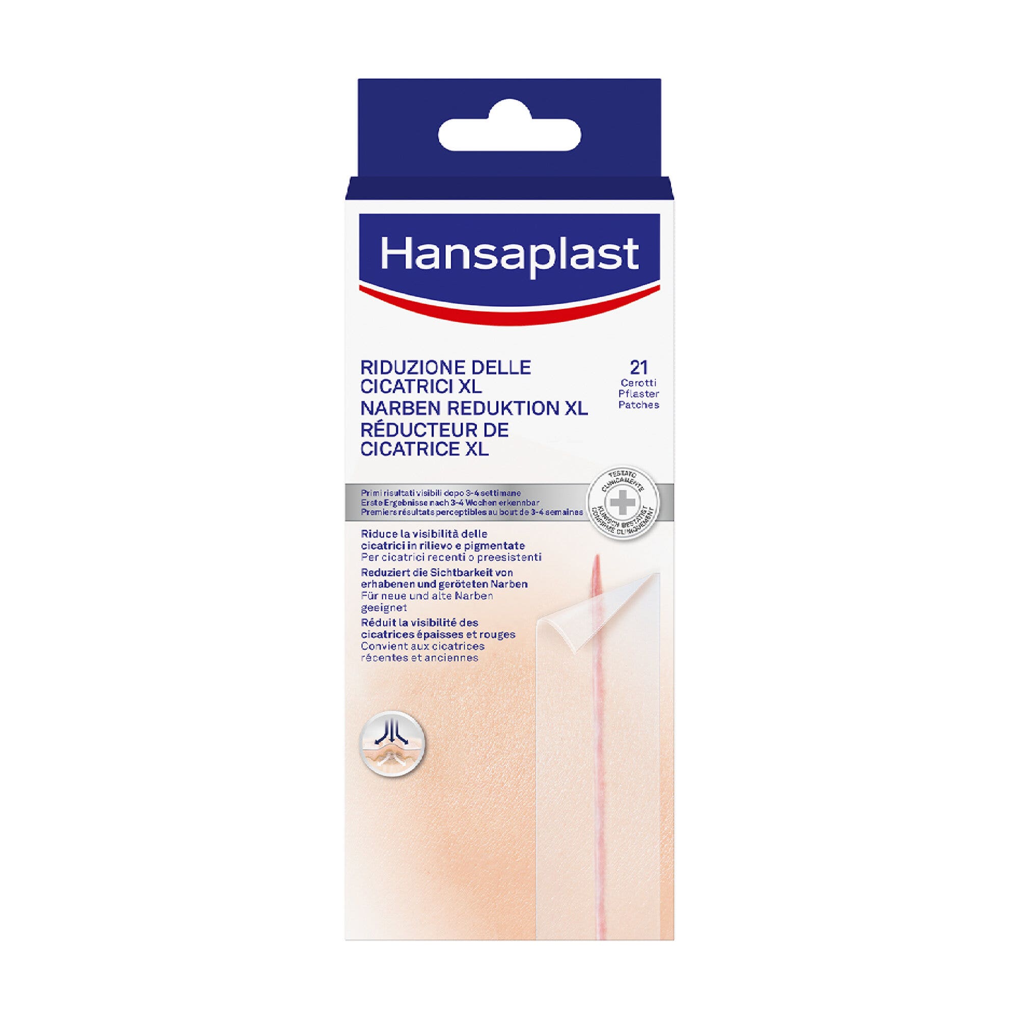 Hansaplast Apósitos para la reducción de cicatrices XL 21 unidades de 3 x 14,6 cm Apósitos para cicatrices grandes
