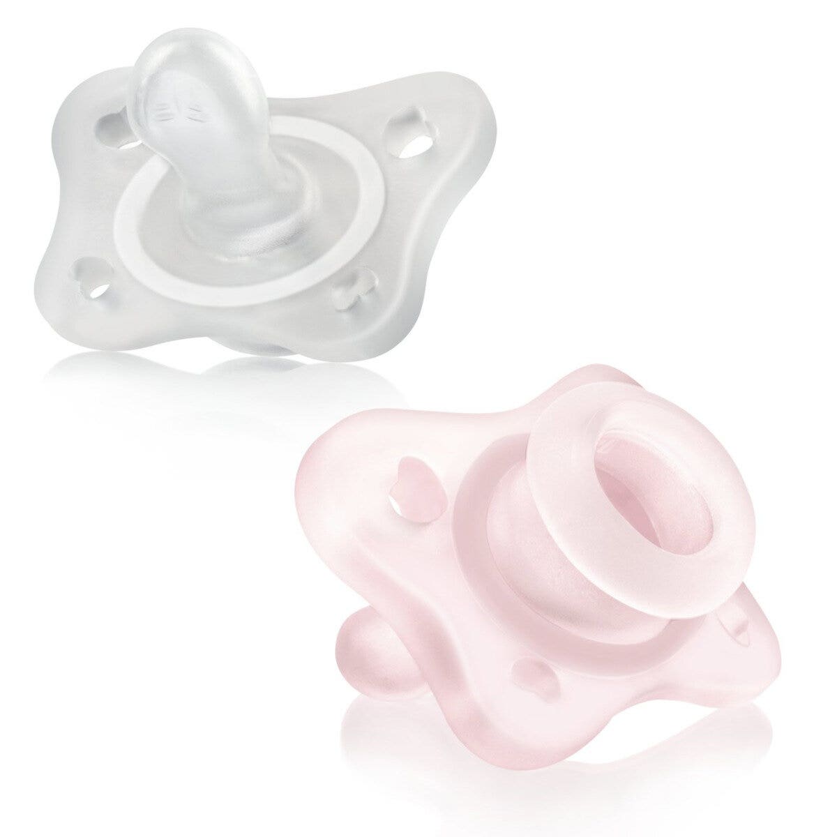 Chicco PhysioForma Mini Soft 0-2 meses, chupete para niña, 2 unidades