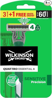 Wilkinson Quattro Essential 4 Sensitive Precision Rasoio a 4 Lame x3+1Pz