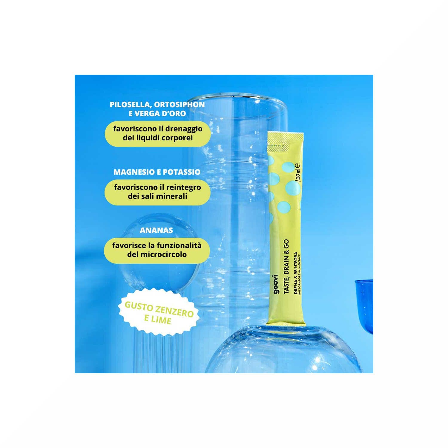 Goovi Taste Drain & Go Drenante Zenzero e Lime 24 Stick