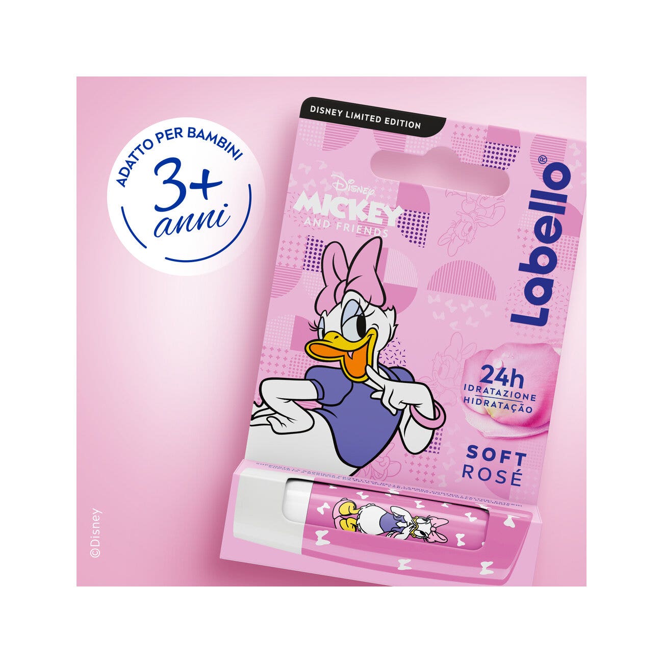Labello Soft Rosé Disney Edición Limitada Daisy Duck Bálsamo Labial Colorido e Hidratante 4,8 g