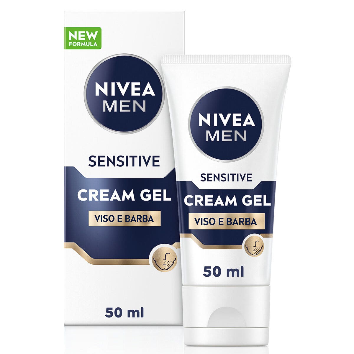 Nivea Men Sensitive Gel-Crema para Rostro y Barba. Crema facial para hombre que alivia las irritaciones, 50 ml