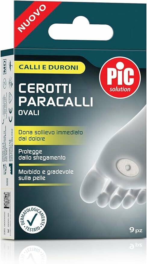 Pic Solution Parches para callos ovalados, paquete de 9 unidades, 2,8 x 1,8 cm