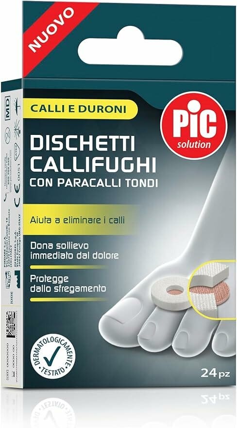 Pic Solution Discos calloseros con paracallos redondos, paquete mixto de 24 unidades