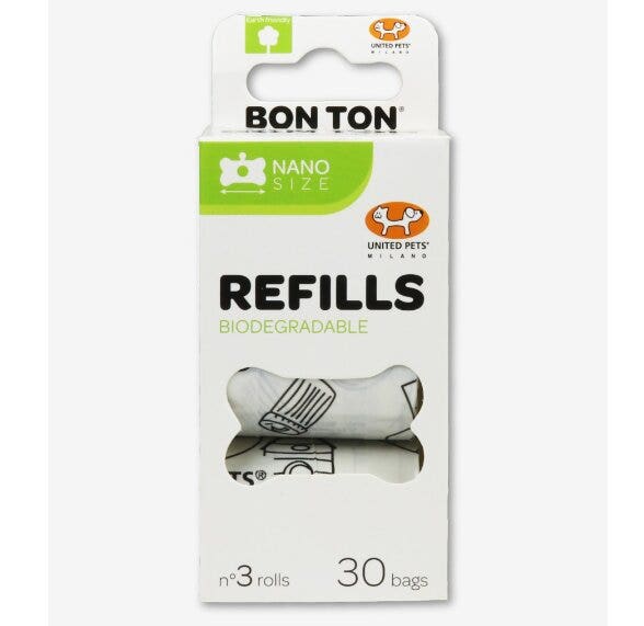 United Pets Refill Bon Ton Nano 3 Ricariche Sacchettini Biodegradabili Bianchi