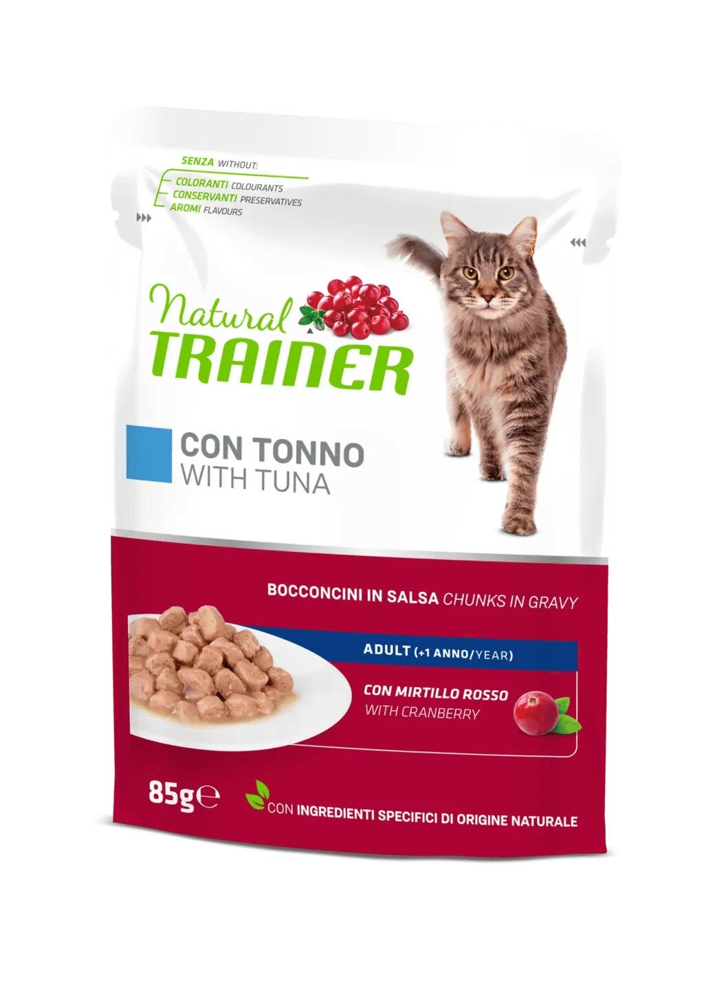 Natural Trainer Gato Adulto con atún, bocaditos en salsa 85 g