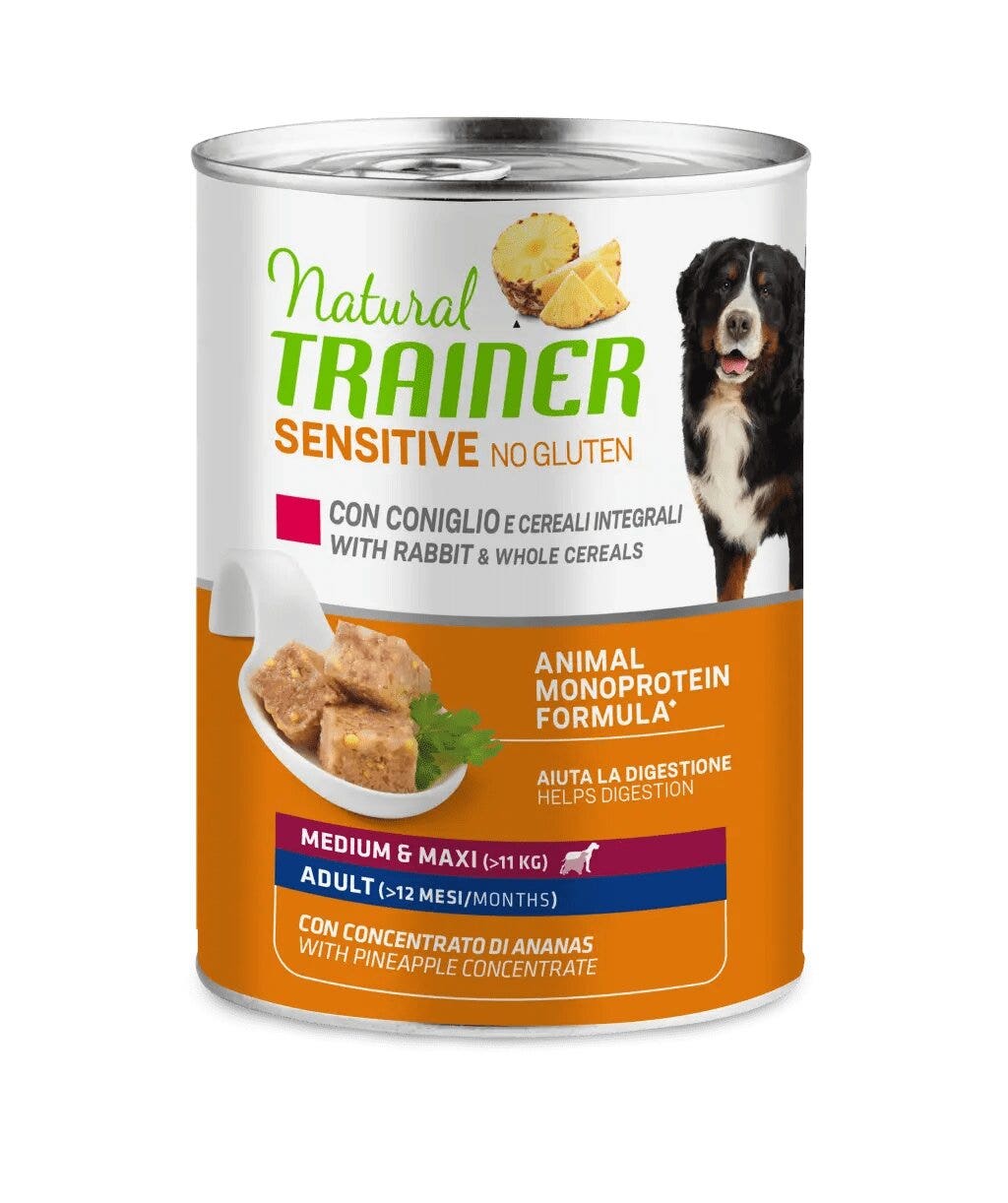 Natural Trainer Perro Sensitive Sin Gluten Conejo y Cereales Comida húmeda para perros 400 g